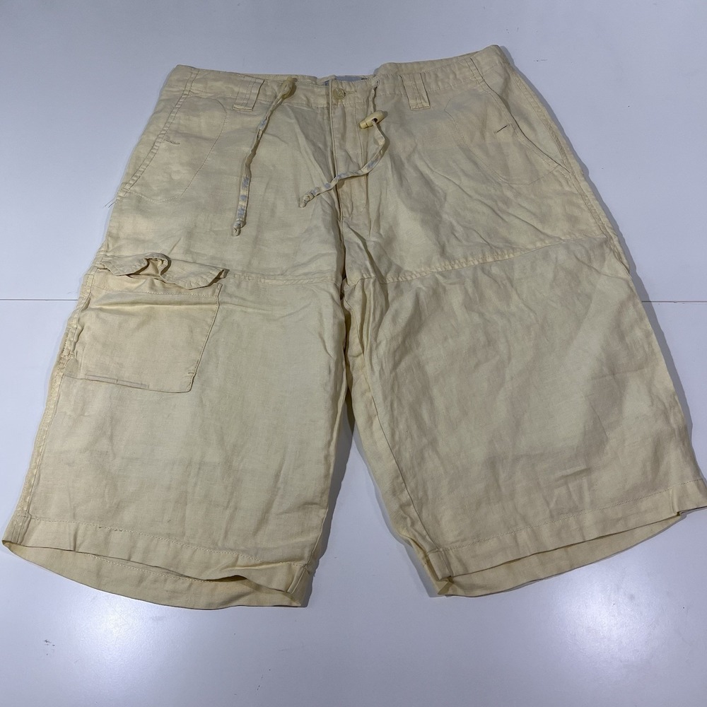 100% Linen Miskeen Shorts Embroidered Logo Men's Size 34
